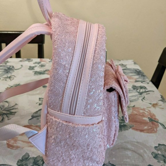 Disney Parks Millennial Pink Sequin Loungefly Backpack and Wallet Set main image 8